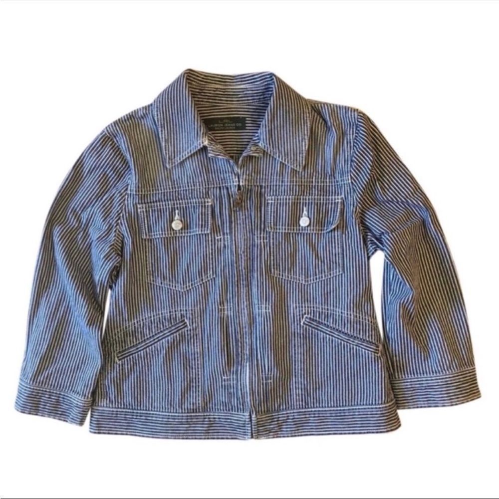 RALPH LAUREN STRIPED DENIM RAILROAD JACKET